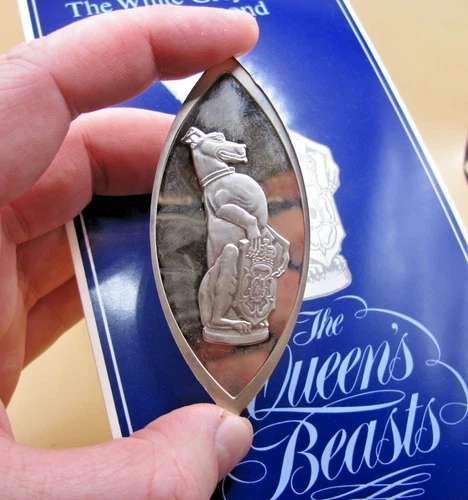 BULLION 1976 1.5oz Silver Ingot QUEENS BEASTS The White Greyhound Of Richmond