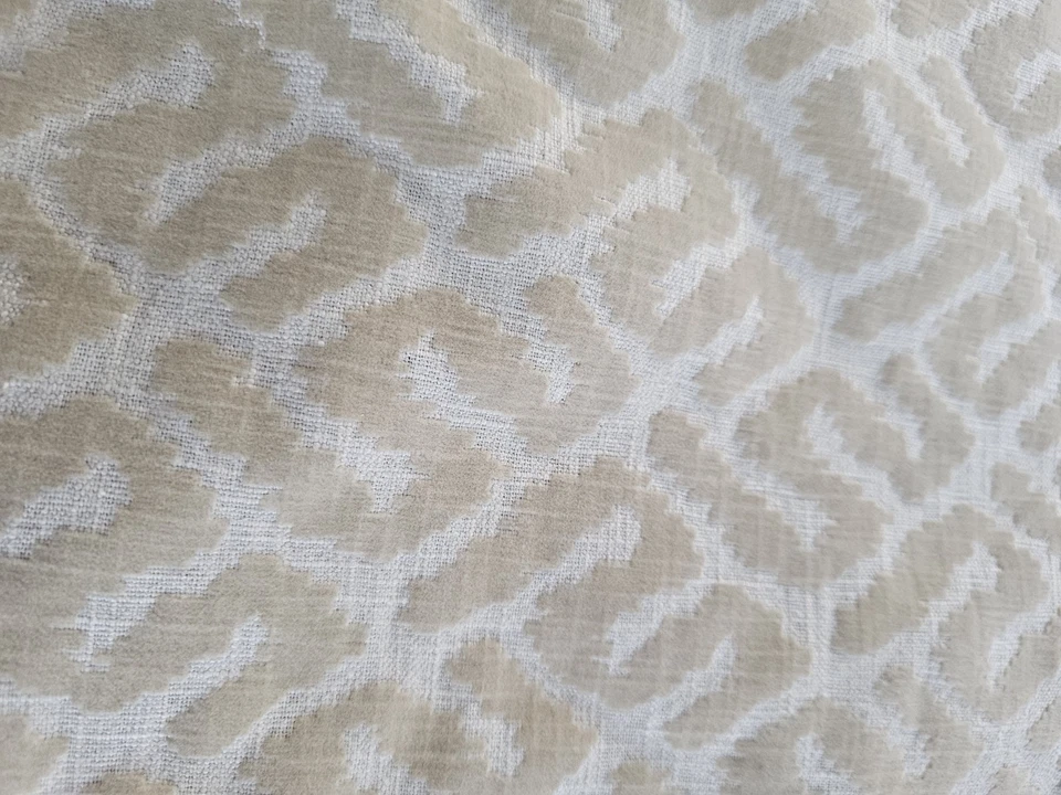 Beige Velveteen Burn-out Upholstery Fabric Geometric 1-pc 58" Wide x 32" Long - Image 2 of 4