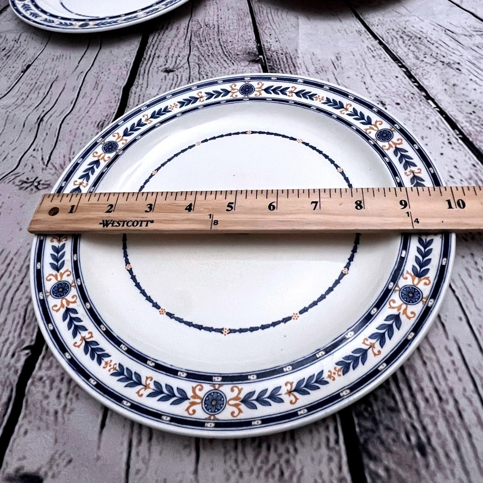 Juego de 6 platos de vajilla inglesa Wedgwood Blue Laurel The Etruria azul y beige Foto 3 de 4