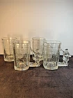 Set of 4-1997 Coca Cola Glass Santa Claus W-Handle 20-3/4 Ounces Mug-Vintage.