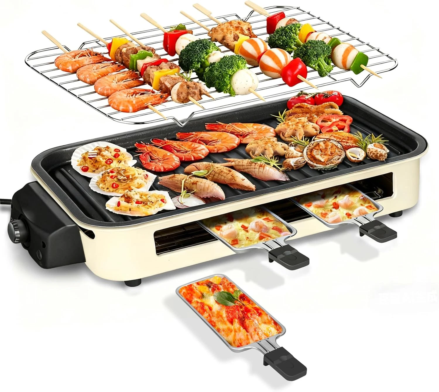 Electric Indoor Grill 1500W, 2 in 1 Smokeless Indoor Grills with Non-Stick Remo