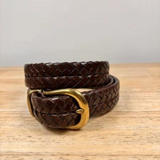 VTG COACH Braided Brown Leather Belt w/ Brass Buckle #5922 - Men's Size 40