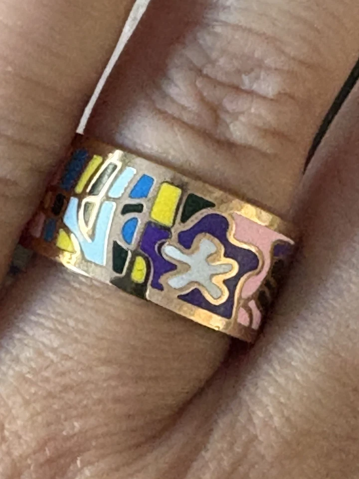 Anillo Floral Esmalte Colorido Talla 7 Foto 2 de 4