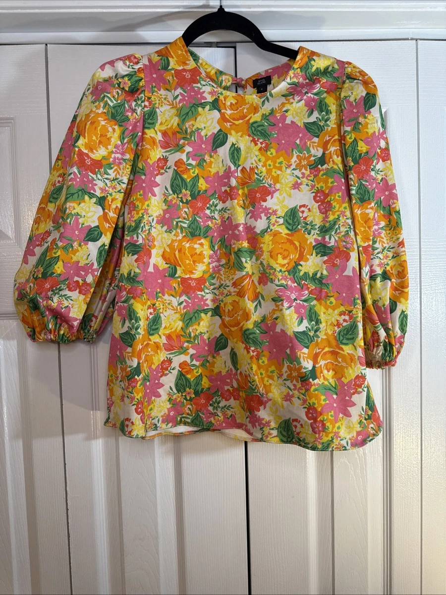 Haut Satin Double Couche Floral River Island Taille 8 - Occasion Très Bon état - Manches Longues