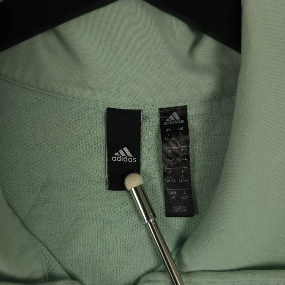 Adidas AeroReady Sudadera Mujer Grande Verde Jacquard Logo 1/2 Cremallera Recortada Activa Foto 3 de 4