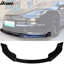 Fits 21-25 Tesla Model S IKON Style Gloss Black Front Bumper Lip Spoiler PP 3PCS