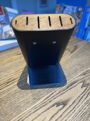 Seltener Global Hiro 6 Messer Block - Schwarz, Stahl & Holz - Atemberaubend In Exc. Cond.