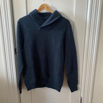 NWT J.Crew Quilted Shawl Collar Blue Nebula Men s Pullover Sweater Size S BU376