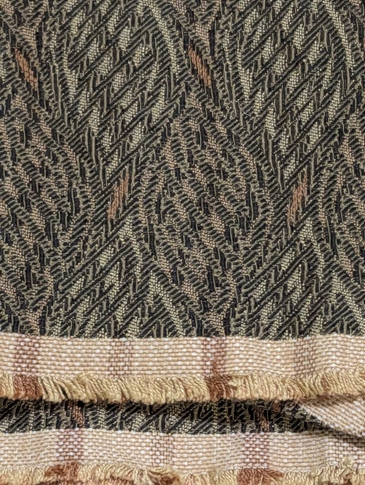 Vintage 40's 50's MCM Fabric Tapestry Weave Upholstery Brown Gold Huge Piece - Image 3 of 4