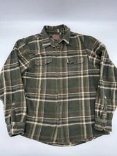 Orvis Shirt Mens Large Green Plaid Flannel Chamois Jacket Shacket Chore Barn EUC