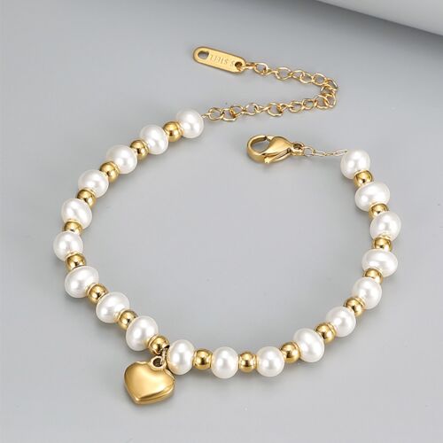 Fashionable And Pearl Bracelet For Women Elegant And Versatile Stainless Steel - Picture 4 of 7