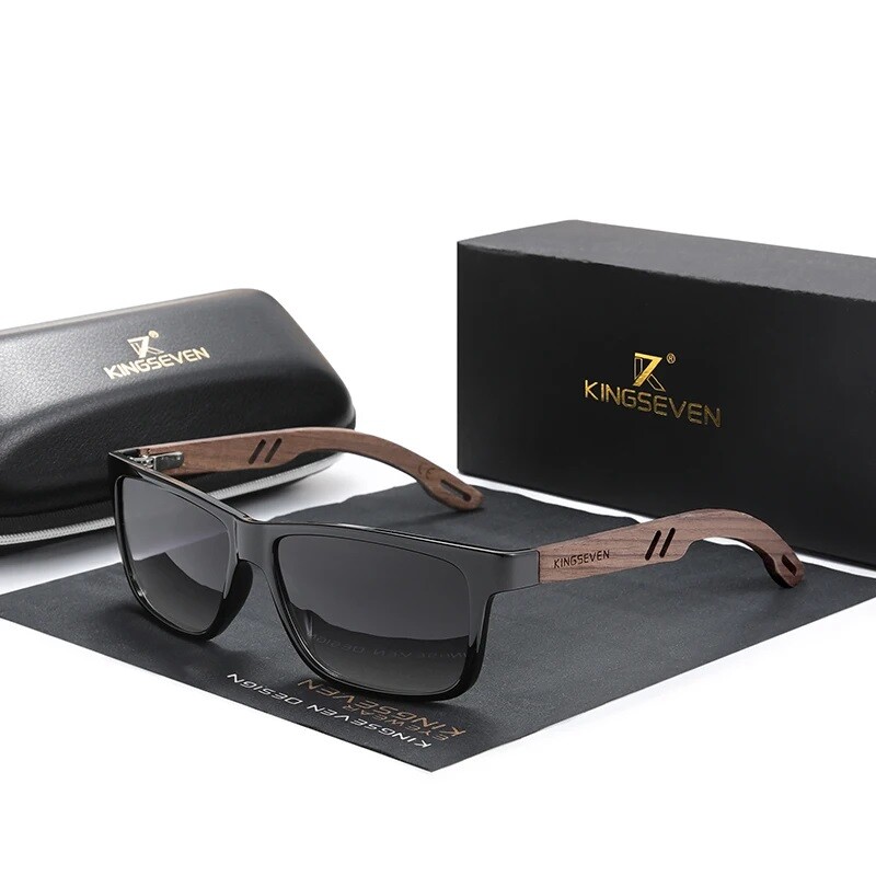 Gafas De Sol Polarizadas Vintage Madera Hombre Mujer Protección UV400 Cuadradas