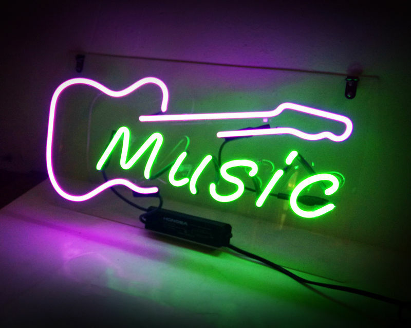 Acoustic Electric Guitar Music Acrylic 14" Neon Light Sign Lamp Glass