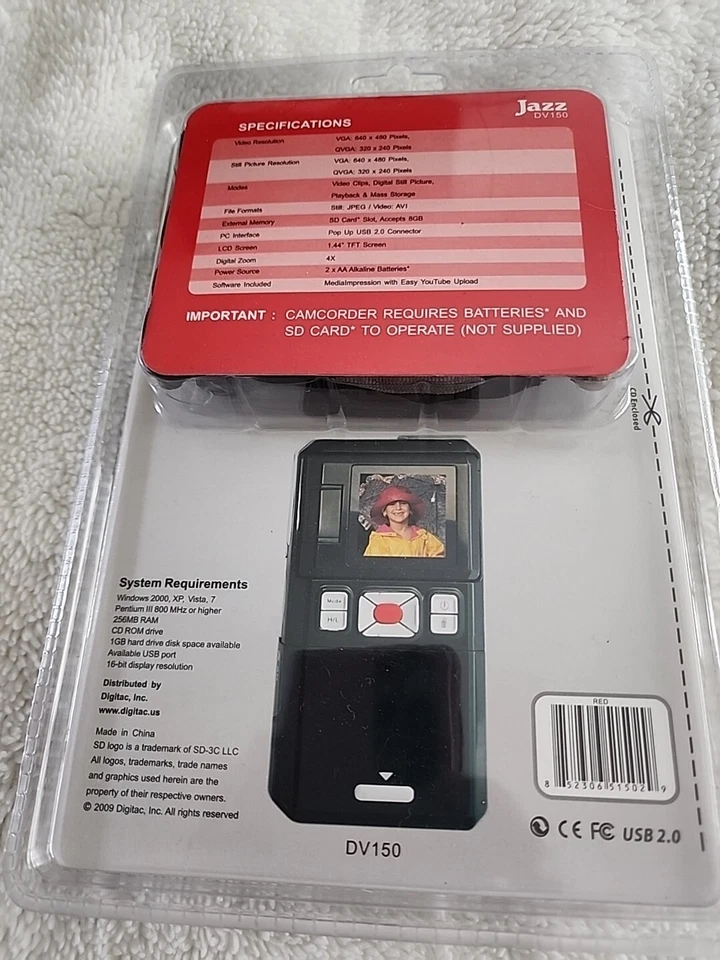 Videocámara digital Jazz DV150 180 pantalla de vista previa abatible nueva sellada ENVÍO GRATUITO  Foto 3 de 3