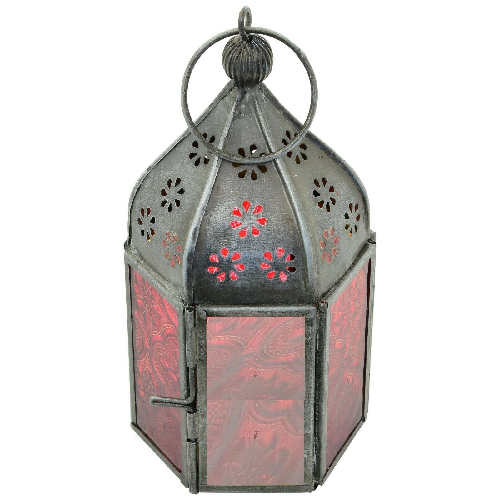 Indian Tonal Glass Mini Iron Lantern Moroccan Tea Light Holder Garden