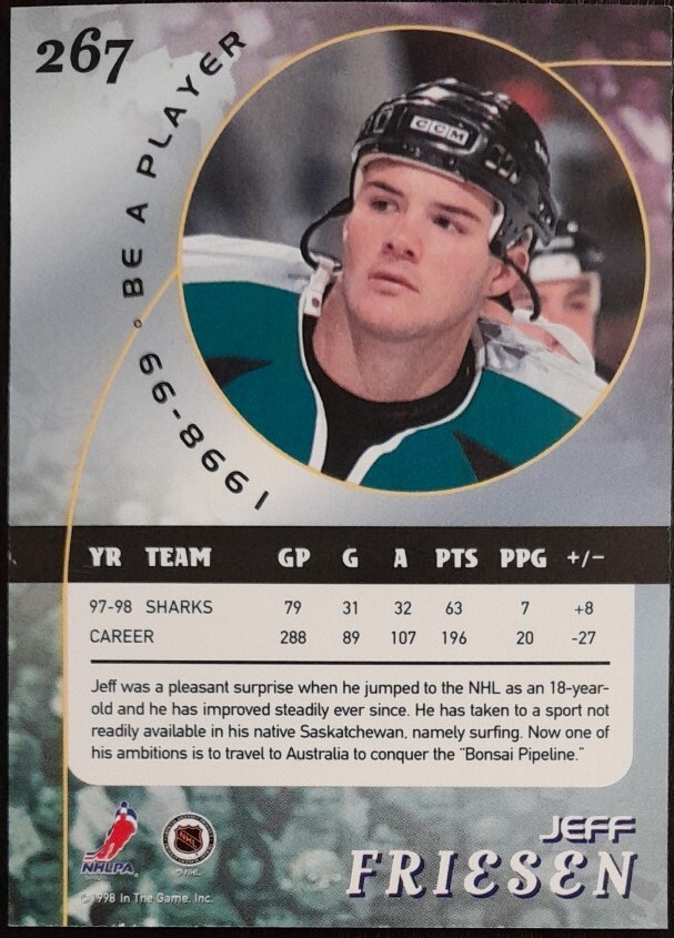 1998-99 In the Game Be A Player - Jeff Friesen #267 Gold for sale