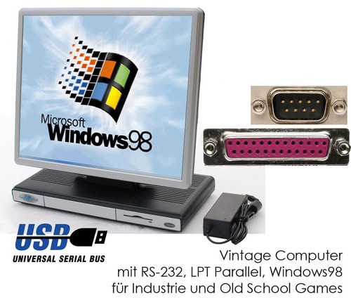 Wall Computer +17 " 43 CM TFT RS232 Serial Parallel USB 40GB Ide HDD Windows 98 - Picture 6 of 7