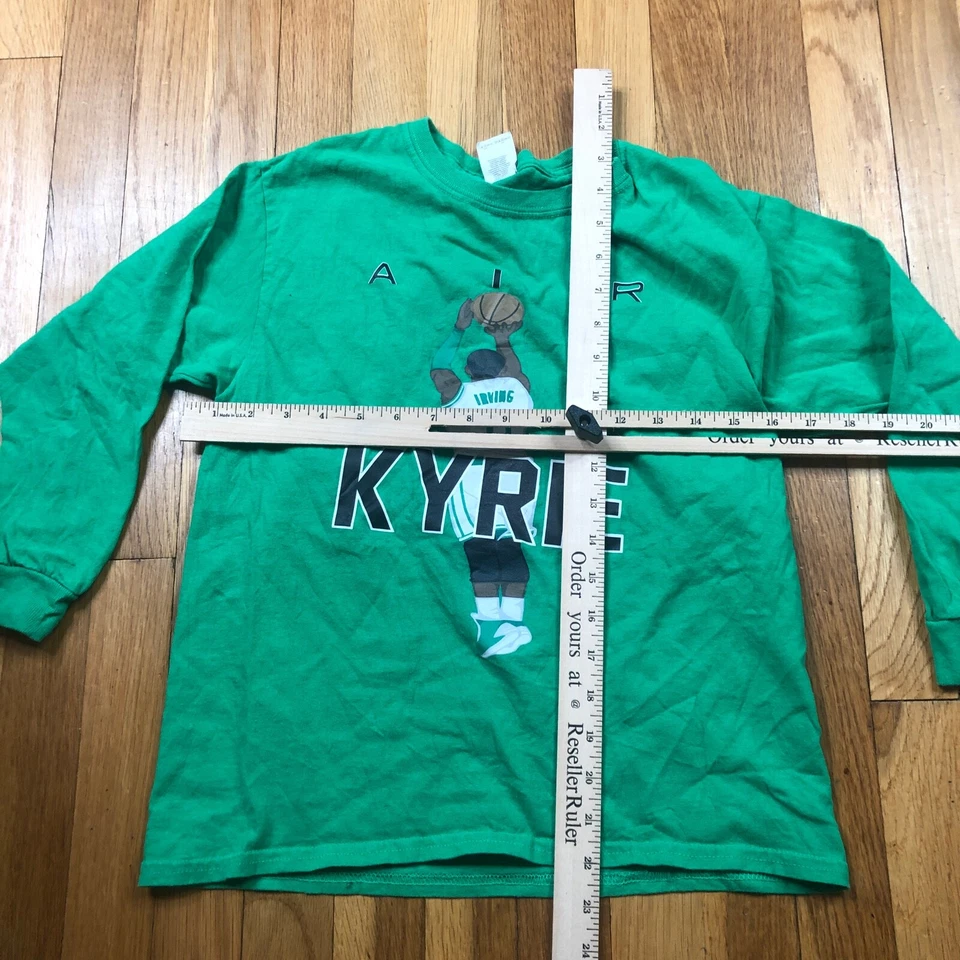 Kyrie Shirt Boys Medium Long Sleeve Top Green Irving Basketball NBA Cotton Youth - Image 2 of 4