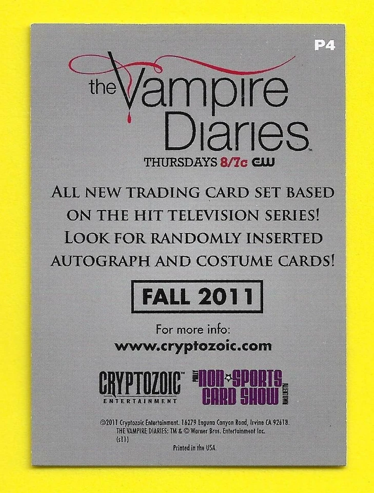 2011 Cryptozoic The Vampire Diaries Season One P4 Promo Philly Non Sport Show - Image 2 of 3