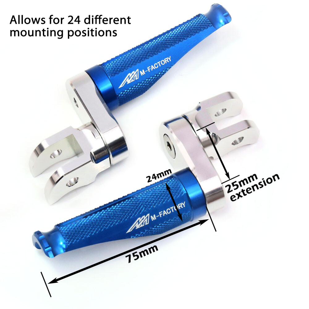 Silver 1 inch Extended Rider Foot Pegs SHINOBI For ZX-6R 6RR Ninja