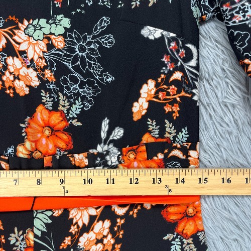 Eci Jumpsuit Women's 6 Black Orange Floral Belted Wide Leg Boho Artsy - Picture 7 of 11