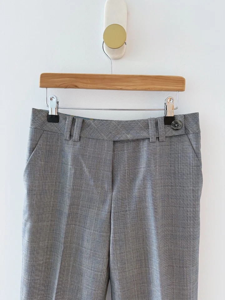 Pantalón Traje Ted Baker Gris con Patrón de Cuadros y Pierna Recta Talla 0 Foto 3 de 4