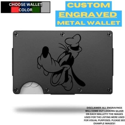 Goofy Face Laser Engraved Onto An Aluminum Wallet