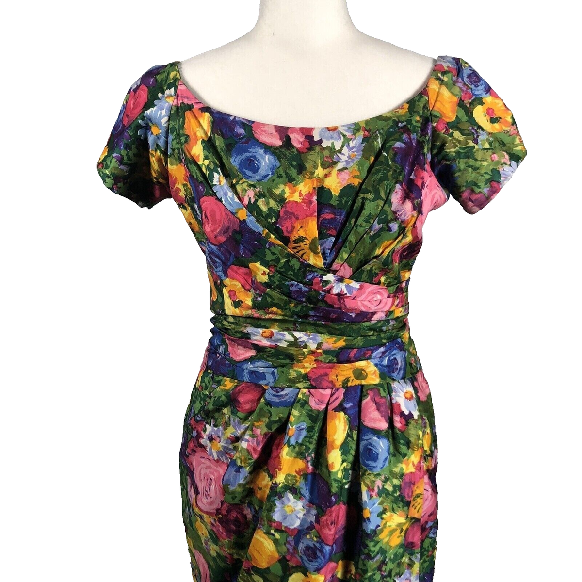 Vintage 60s Ceil Chapman Garden Party Dress Womens Small Floral Palm Royale  | eBay