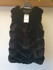 Alex Max Plush Faux Fur Mid Length Black Thick Pelt Gilet Medium