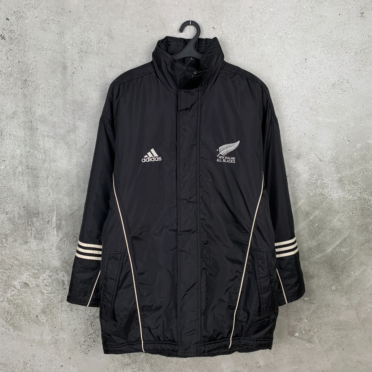 NEW ZEALAND 00's ALL BLACKS RUGBY UNION JACKET ADIDAS BENCH COAT
