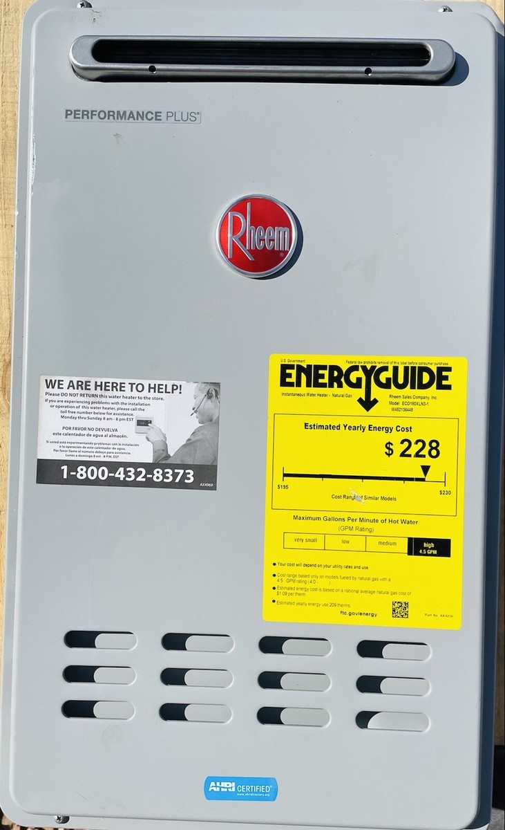 Rheem ECO180XLN3-1 Performance Plus Natural Gas Outdoor Tankless Water  Heater | eBay
