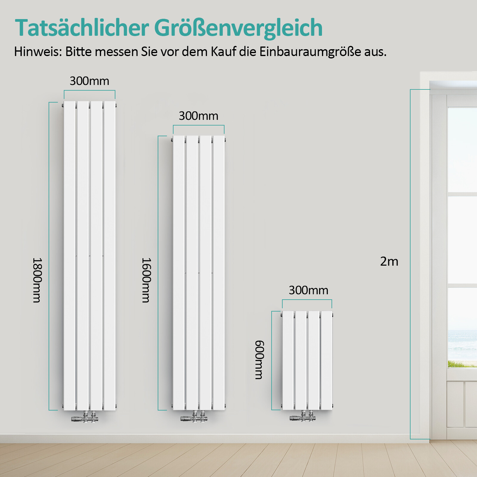 Belrad Vertikal Heizkörper 2000x400 Weiß - Typ20 Mit 1099W