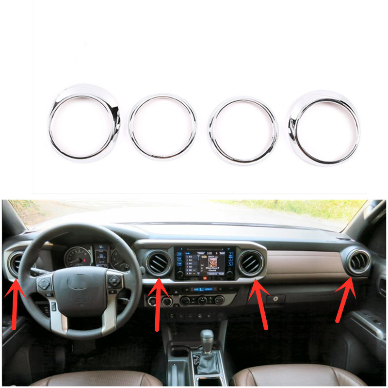 For Toyota Tacoma 2016-2023 Car Dashboard Air Vent Cover Trim ABS Chrome