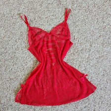 Victoria  s Secret Valentines Day 2010 Lingerie Lace Silk Slip Dress Red Size M