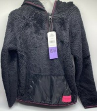 Girls XS 5/6 Calvin Klein Fleece Lined 1/4 Zip Pullover Hoodie Sweatshirt Black