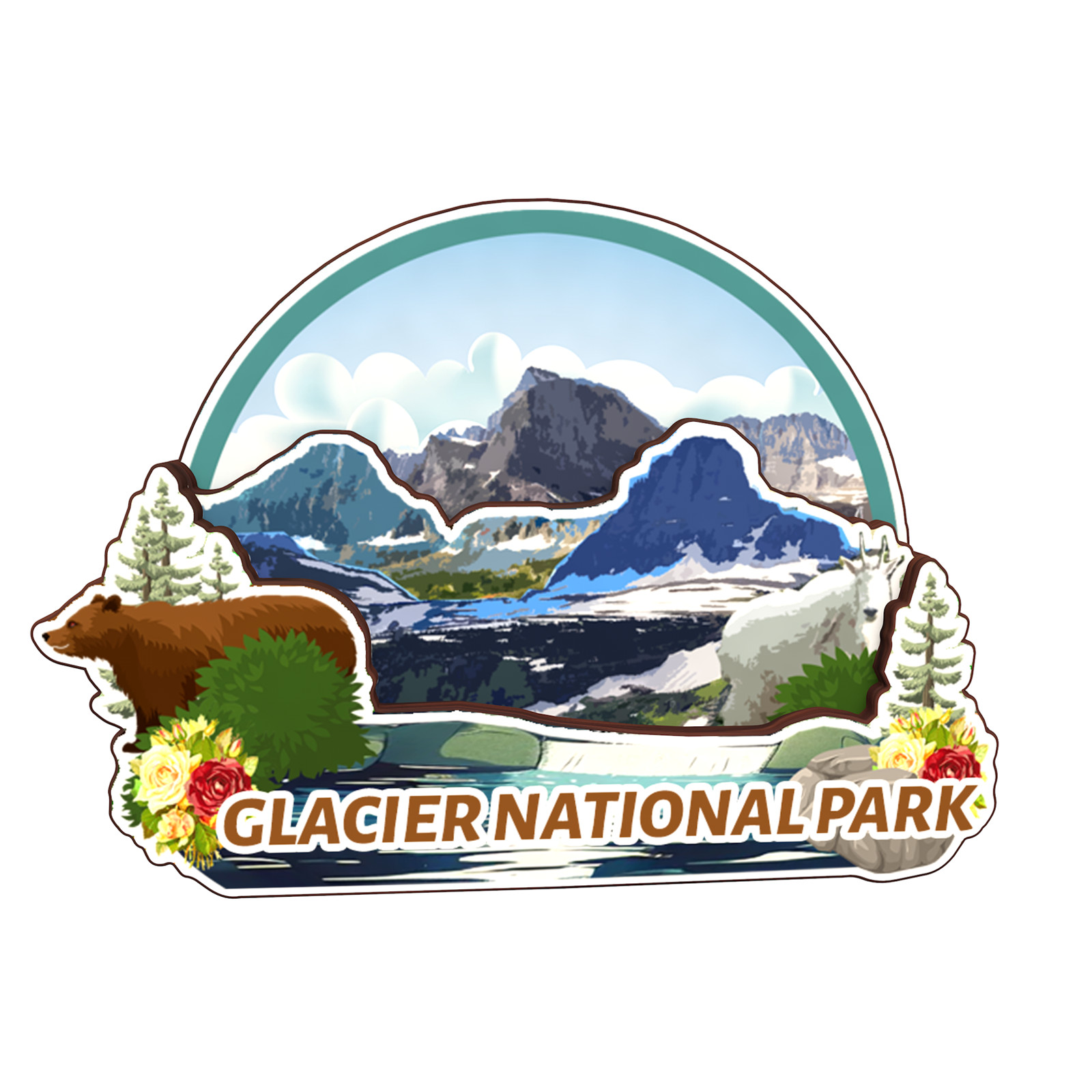 Glacier National Park Montana USA Refrigerator magnet 3D travel souvenirs wood