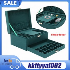 3 Layers Jewelry Box Organizer Large Capacity Ring Earring Necklace Storage New
