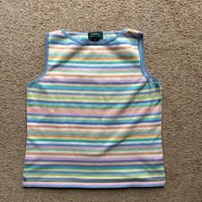 Lauren Ralph Lauren Top Girls Large Striped Pullover Sleeveless Cotton Blend