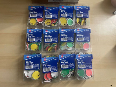 lot Avery (11026) Key Tags With Split Ring, 1 1/4 Dia, Assorted Colors, 50/pack