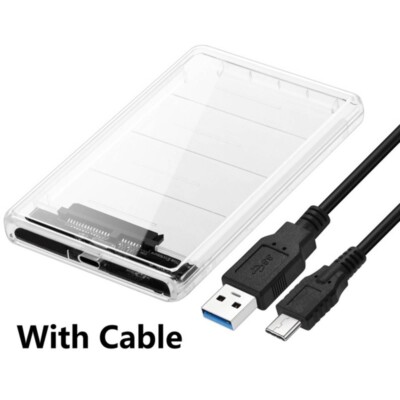 USB-C Transparent SATA External HDD SDD Hard Drive 2.5 inch USB 3.1 Enclosure US