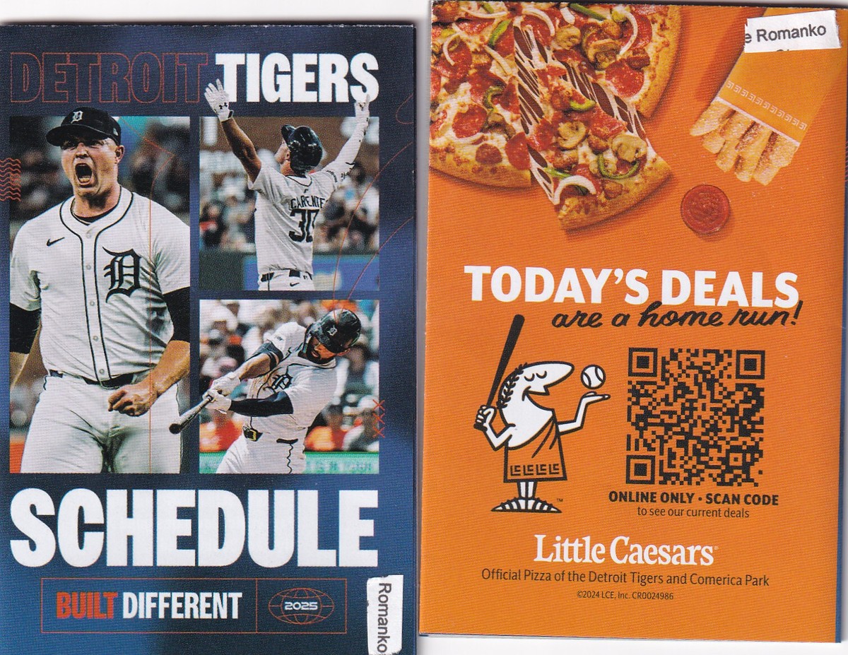 2025 DETROIT TIGERS POCKET SCHEDULE LITTLE CAESARS SKUBAL COVER