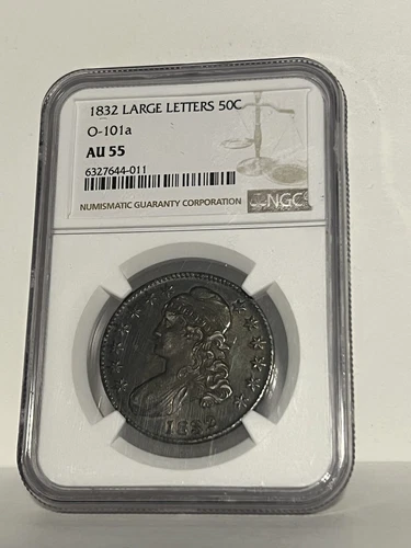 1832 LARGE LETTERS O-101a EARLY BUST HALF DOLLAR GRADED NGC AU 55