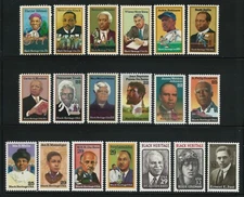 US BLACK HERITAGE SERRIES POSTAGE STAMP SET OF 19 SINGLE WATER ACTIVATED GUM MNH