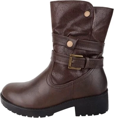 Schuhe von Emma Alice dunkelbraun Kunstfell Reißverschluss Knöchel bequem schwarz Stiefel UK 4-8