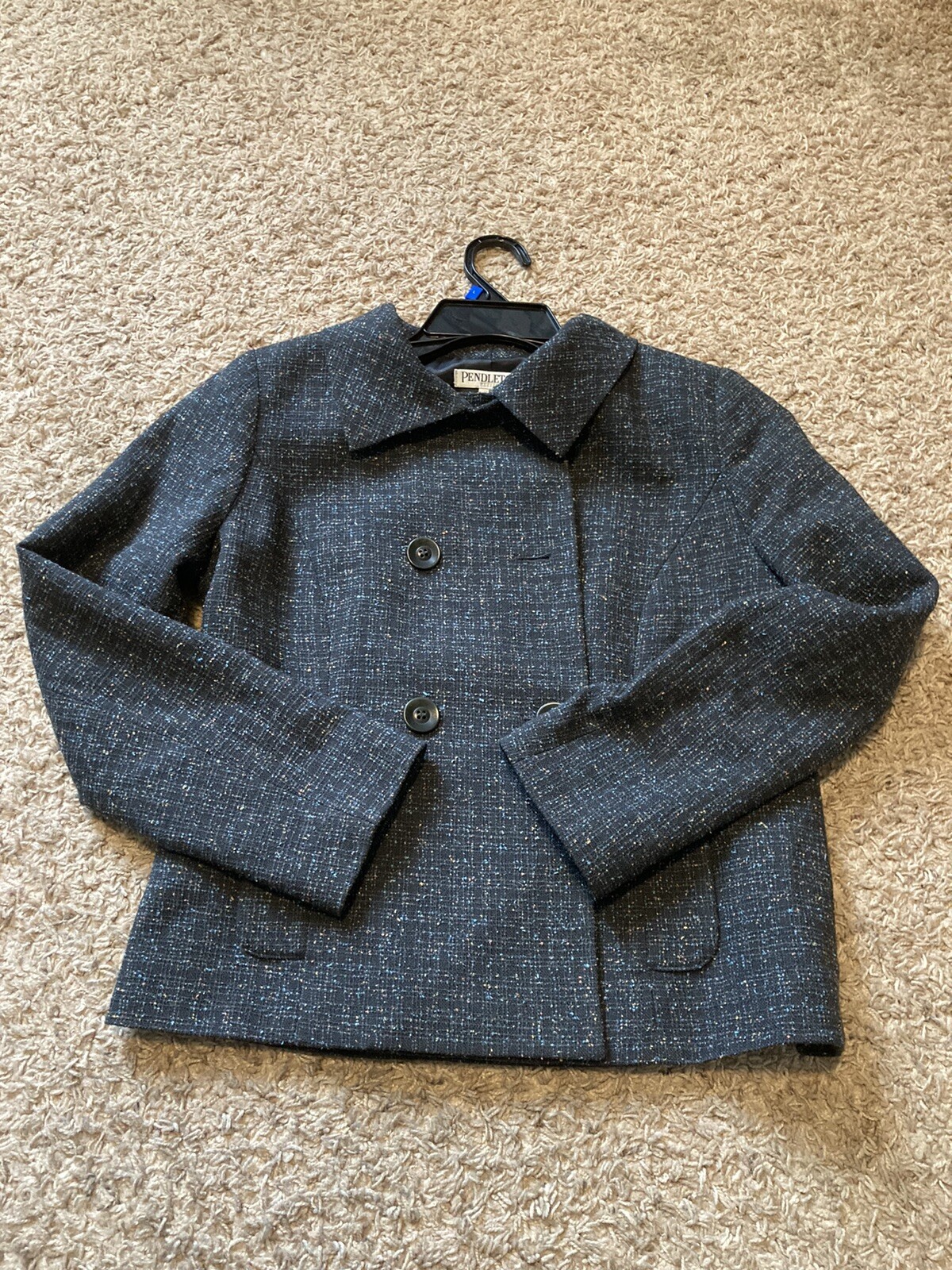 Pendleton  Virgin Wool Crop Blazer Jacket Blue/Gr… - image 3