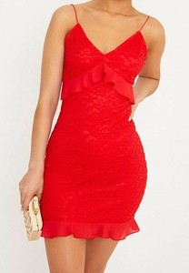 pretty little thing red lace dress