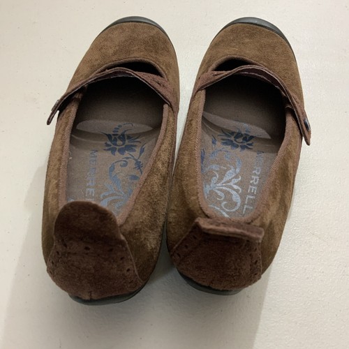 Merrell Plaza Bandeau Cherry Oak Suede Women’s Wedge Slip On Mary Jane Shoes 6.5 - Picture 3 of 6