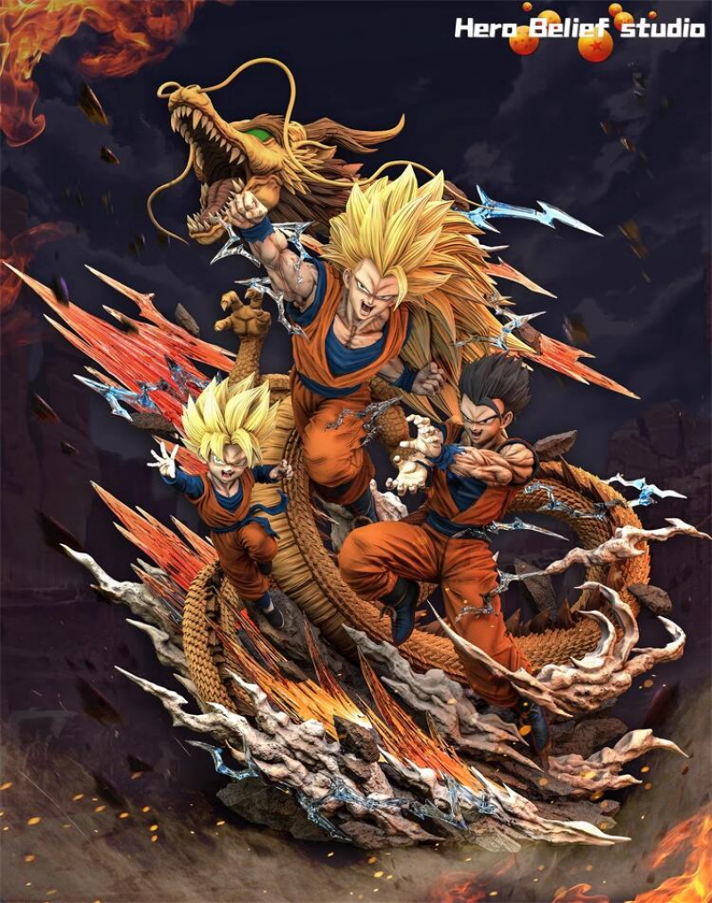 Hero Belief Studio Goku Gohan Goten Resin Dragon Ball Statue 50cm