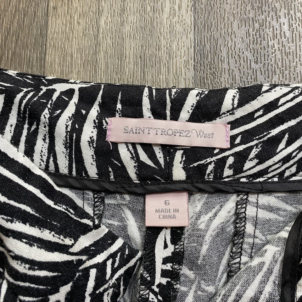 Shorts Saint Tropez West tamanho 6 estampa de folhas mistura de linho - Imagem 3 de 4