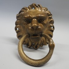 Alter originaler T&uuml;rklopfer L&ouml;we, Schlange / Messigguss / Gr&uuml;nderzeit um 1900
